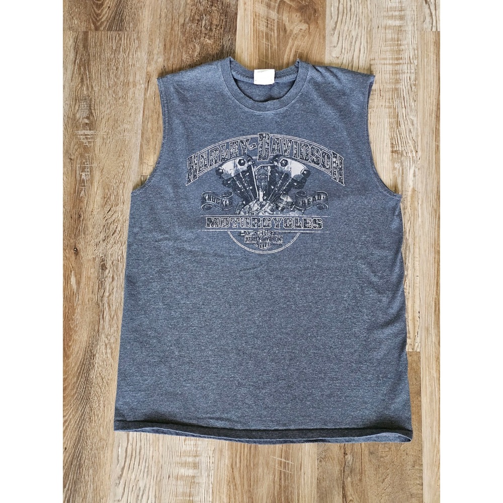 Harley-Davidson Mens Sleeveless Graphic T-Shirt Gray Barnett El Paso Large